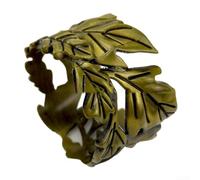 Elegant Antique Bronze Alloy Napkin Ring with Leaf Shape Design for Formal Dining, Weddings, and Holiday Table Settings - 4.4 x 3 cm (Bronze)