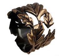 Elegant Antique Bronze Alloy Napkin Ring with Leaf Shape Design for Formal Dining, Weddings, and Holiday Table Settings - 4.4 x 3 cm (Copper)