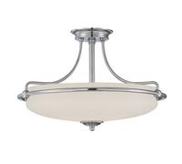 Elegant Antique Nickel Semi Flush Uplighter With Etched Glass Shade