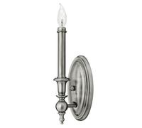 Elegant Antique Nickel Wall Light With Tall Candle Sleeve And Led Bulb