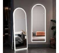 ELEGANT Arched Full Length Mirror with Lights, 160×60cm Free Standing Floor Mirror Wall Mounted Mirrors with Dimming & 3 Color Modes, Touch Control & Memory Function, Floor for Bedroom, Cloakroom