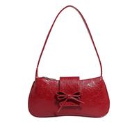 Elegant Armpit Purse PU Leather Handbag Bows Shoulder Bag for The Contemporary Women Who Loves Fashion Trends, Burgundy, Bohemian
