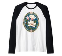 Elegant Art Nouveau Magnolia Floral Bloom Design Raglan Baseball Tee