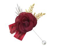 Elegant Artificial Flower Boutonniere Wedding Couple Realistic Rose Flower Brooch Pin Formal Event Dress Up Wedding Corsage for Bride and Groom, フリーサイズ