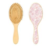 Elegant Aster Flowers Wooden Hair Brush Paddle Hair Brush Wooden Wooden Hair Brushes for Women Natural Wood Brush