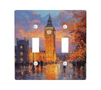 Elegant Autumn Sunset Light Switch Cover Plate, Warm Colorful Leaves Inspired by Fall, Decorative Wall Plates for Home Accents Double Toggle