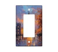 Elegant Autumn Sunset Light Switch Cover Plate, Warm Colorful Leaves Inspired by Fall, Decorative Wall Plates for Home Accents Single Rocker