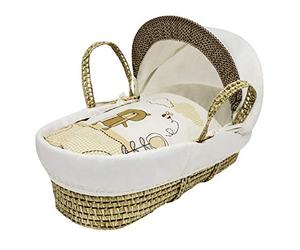 ELEGANT BABY Beary Nice Cream Moses Basket Bedding Set Dressing Cover and Hood only with Padded Liner (Basket & Fittings not Included)
