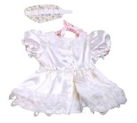 Elegant Baby Girl Princess Dress & Matching Hariband Newborn Romper Dresses with Headwear Solid Headband for Photoshoots