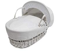 ELEGANT BABY White Waffle with Bows Wicker Moses Basket Bedding Set Dressings only with Padded Liner (Basket & Fittings not Included)