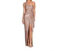 Elegant Backless Lace Up Dress for Women Featuring Ruffles, Slit and Sequin Accents, Sleeveless Design for Wedding, Evening Party and Special Occasions (XXL)