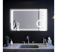 ELEGANT Backlit LED Bathroom Mirror with Lights and Shaver Socket, 100x60cm | Anti-Fog, 3x Magnification, Cool White Light, Touch Switch, IP44 Waterproof, Illuminated Wall Mounted Makeup Mirror