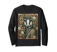 Elegant Badger in Evening Attire Vintage Woodland Long Sleeve T-Shirt