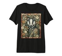 Elegant Badger in Evening Attire Vintage Woodland Premium T-Shirt