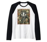 Elegant Badger in Evening Attire Vintage Woodland Raglan Baseball Tee