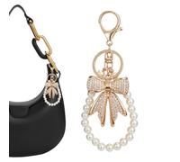 Elegant Bag Charm, White Bow Keychain Accessories, 5x3 Inch Pendant with Soft Shiny Resin Ornament, Handbag with Chic Style, Fashion Accessory for