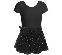 Elegant Ballet Leotard Dress Outfit for Young Girls Featuring Removable Skirt and Delicate Ruffle Sleeves Perfect Dance Performance Practice Black Dress Kids Sparkly Mini Girls Party Dresses