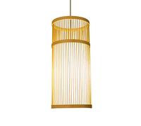 Elegant Bamboo Chaner with Rattan Lampshade, E27 Light Source for Home Decoration