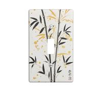 Elegant Bamboo Light Switch Cover Plates/Outlet Covers, Gold and Black Asian Inspired Design for Home Decor, Thermoplastic Wall Plates, Standard Size Single Toggle