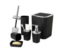 Elegant Bathroom Accessories Set 6Pcs Hydraulic Shampoo Dispenser Cup Toothbrush Holder Mouth Cup Bathroom Essential Toilet Brush Holder