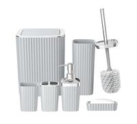Elegant Bathroom Accessories Set 6Pcs Hydraulic Shampoo Dispenser Cup Toothbrush Holder Mouth Cup Bathroom Essential Toilet Brush Holder