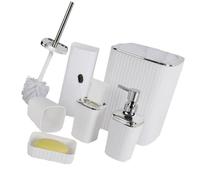 Elegant Bathroom Accessories Set 6Pcs Hydraulic Shampoo Dispenser Cup Toothbrush Holder Mouth Cup Bathroom Essential Toilet Brush Holder