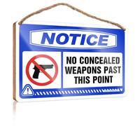 Elegant Bathroom Decor Plaque/Wooden Board & Weird Decor - Front Door Decoration Hanging | Caution, Notice No Concealed Weapons Past This Point