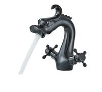 Elegant Bathroom Dual Handle Hot Cold Faucet for Sink Deck Mount Washbasin Tapware with Premium Finish Luxury Bathroom Accessory，Black