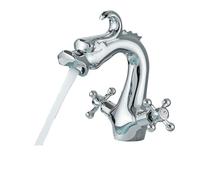 Elegant Bathroom Dual Handle Hot Cold Faucet for Sink Deck Mount Washbasin Tapware with Premium Finish Luxury Bathroom Accessory，Silver