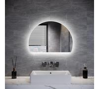 ELEGANT Bathroom Mirror with LED Lights, Illuminated Smart Half Circle Backlit Mirror Wall Mounted Mirrors with Anti-Fog, 3 Colors Dimmable, Touch Control & Memory Function, IP44, 70 x 50cm