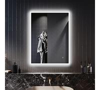 ELEGANT Bathroom Mirror with Shaver Socket, 800x600mm Backlit Illuminated Wall Mounted Bathroom Vanity Mirror with 3 Color Temperatures and Demister Pad, Horizontal/Vertical Dimmable Smart Mirrors