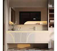 Elegant Bathroom Vanity Set with Sink | Modern Anti-Fog Mirror Cabinet | Open & Floating Storage | Stylish Washbasin for Contemporary Home Decor