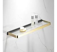 Elegant Bathroom Wall Shelf with Towel Bar Hook & Ring, Premium Construction, Complete Hardware Set, Chic Glass Shelf for Stylish Bathroom Accessories