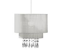 Elegant Beaded Silver Voile Pendant Shade, Double Layered Pendant Light For Drawing Room, Versatile Light Premier Housewares Silver One Size