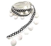 Elegant Beaded Tassel Fringe Trim for DIY Crafts - 1m Polyester Pom Pom Lace Ribbon(Wit)