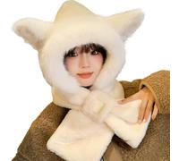 Elegant beanie hat, winter hat for women, carnival, thick and warm with integrated neck warmer for autumn and winter, it has ears and a scarf