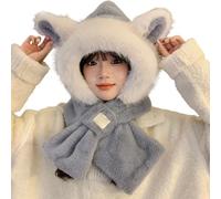 Elegant beanie hat, winter hat for women, carnival, thick and warm with integrated neck warmer for autumn and winter, it has ears and a scarf