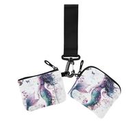 Elegant Beautiful Mermaids Purple Ladies Card Holder Small Detachable Credit Card Holder Wallet Organizer with Zipper Pocket for Work, Travel, 2 Pieces, Chic Beautiful, Chic Beautiful Mermaids Purple,