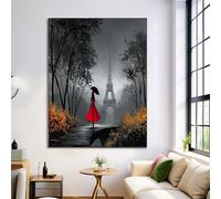 Elegant Beauty Pictures For Living Room | 40X50Cm Prints For Walls | Canvas Wall Art For Hallway Stairs | Room Decor | Unframed Posters | Charcoal Gray Artwork (Night Sky Paris)