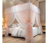 Elegant Bed Canopy Curtains for Girls Ruff Four Corner Drapes Princess Bed Canopies Decorative Bedroom Bed Drapes Soft Fabric Canopy for Kids' Rooms