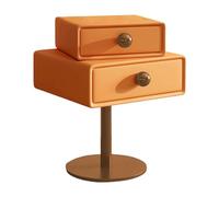 Elegant bedside table Rotatable Nightstand Indoor Wood End Tables with 2 Drawers Leather Bedside Table For Small Spaces Bedside Cabinet Side Table