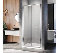 ELEGANT Bi-Fold Glass Shower Enclosure Door Cubicle Screen (1000mm, Framed)