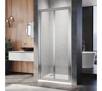 Elegant Bi-Fold Shower Door With 5mm Tempered Glass,double Folding Pivot Shower Enclosure 760X1850mm