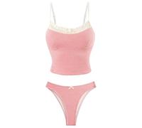 Elegant Bikini Sets for Women High Waisted Swimwear, Tummy Control Bikini Sets Push Up Women's Two Piece Swimsuit, Summer Monokinis Cut Out Retro Sexy Swimsuit, pink, M