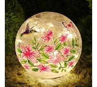 Elegant Birds and Butterflies Glass Table Lamp with Timer (6 Hour ON, 18 Hour Off) - Battery Powered Soft LED Night Light - Kids Lamp, Home Decor Accent