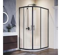 ELEGANT Black 1000 x 800 mm Offset Quadrant Shower Enclosure 6mm Tempered Glass Sliding Glass Cubicle Door for Shower Room Durable Aluminum Alloy Material