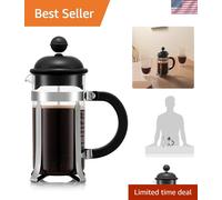 Elegant Black 3-Cup French Press - Durable Borosilicate Glass Caffettiera