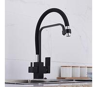 Elegant Black 3-Way Kitchen Faucet with Hot & Cold Water, 3 Modes, Perfect for Home & Kitchen, Reverse Osmosis System Compatible, Stylish & Functional Design.