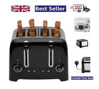 Elegant Black 4 Slice Toaster - Bagel & Defrost Settings for Perfect Toast
