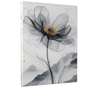 Elegant Black and Gold Flower Canvas Wall Art, Monochrome Anemone Floral Prints, Abstract Home Aesthetic Decor for Living Room, Bedroom, Bathroom, Unframed 16x20 Inch